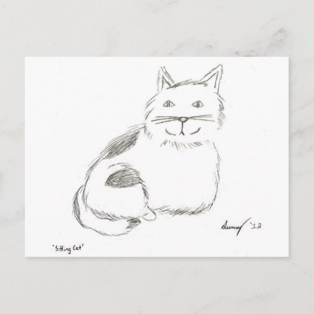 Kitty Sketch Postcard Postkarte (Vorderseite)