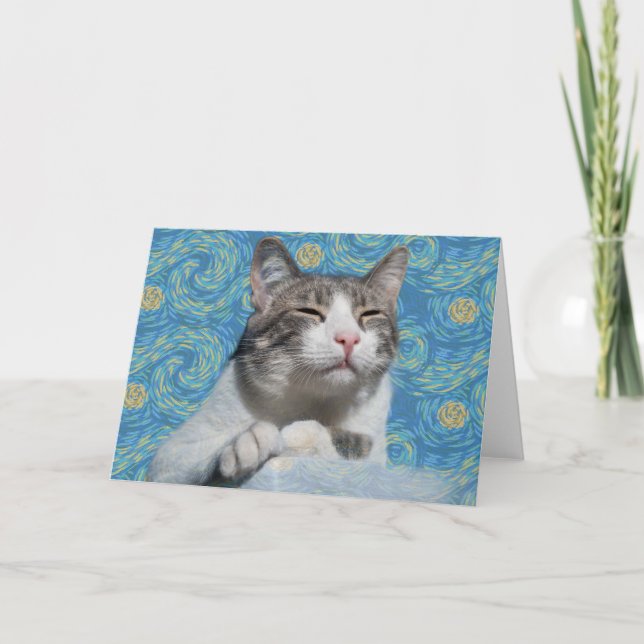 Kitty Starry Night Notecard Ankündigung (Vorderseite)