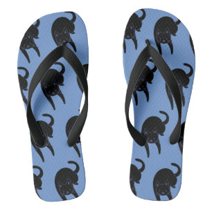 Kitty-Stimmen Schwarz-Katze-Muster Blau Flip Flops