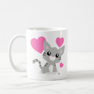 Kitty-Tasse des Valentines graue Tages Tasse
