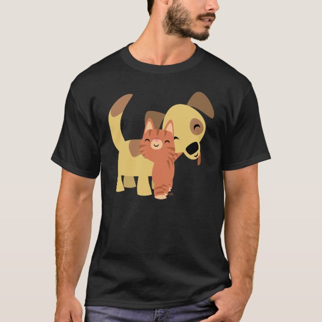 Kitty- u. Hündchen-Cartoon T - Shirt (Vorderseite)