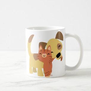 Kitty- u. Hündchen-Cartoon-Tasse Kaffeetasse