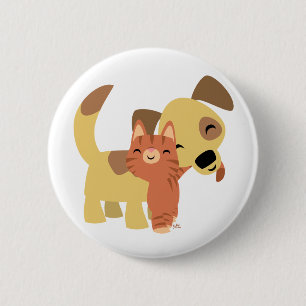 Kitty- u. Hündchen-Cartoonknopf-Abzeichen Button
