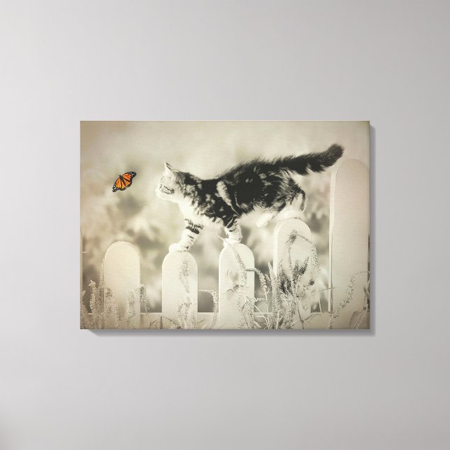 Kitty und Butterfly Leinwanddruck (Vorderseite)