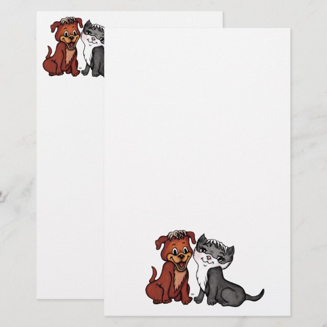 Kitty und Puppy Briefpapier (Vorne/Hinten)
