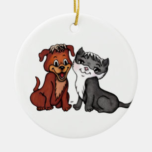Kitty und Puppy Keramik Ornament