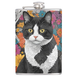 Kitty unter den Blume Flachmann