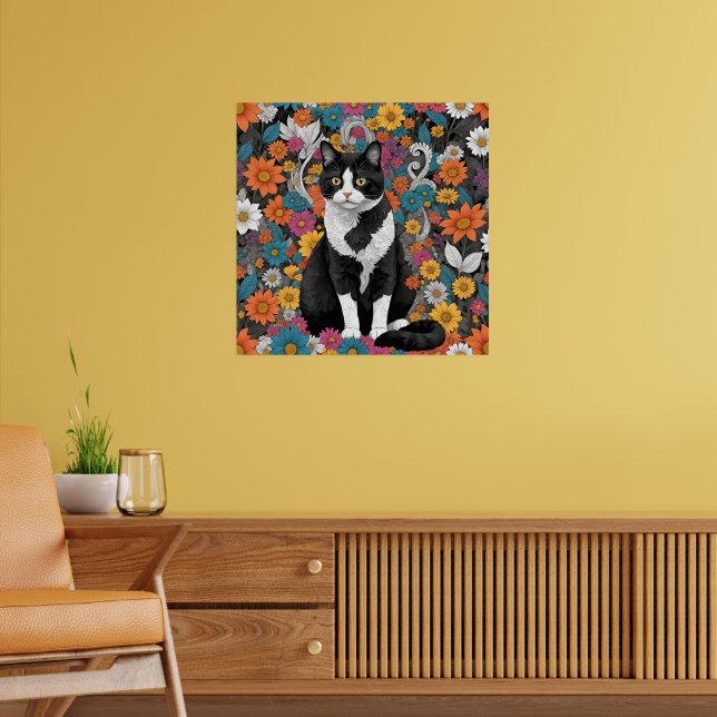 Kitty unter den Blumen Poster (Wohnzimmer 2)