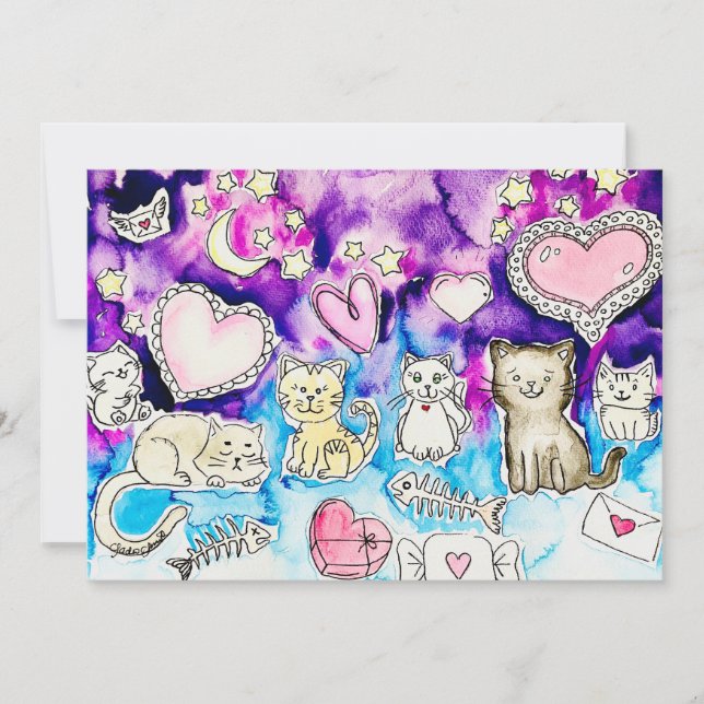 Kitty Valentine Feiertagskarte (Vorderseite)