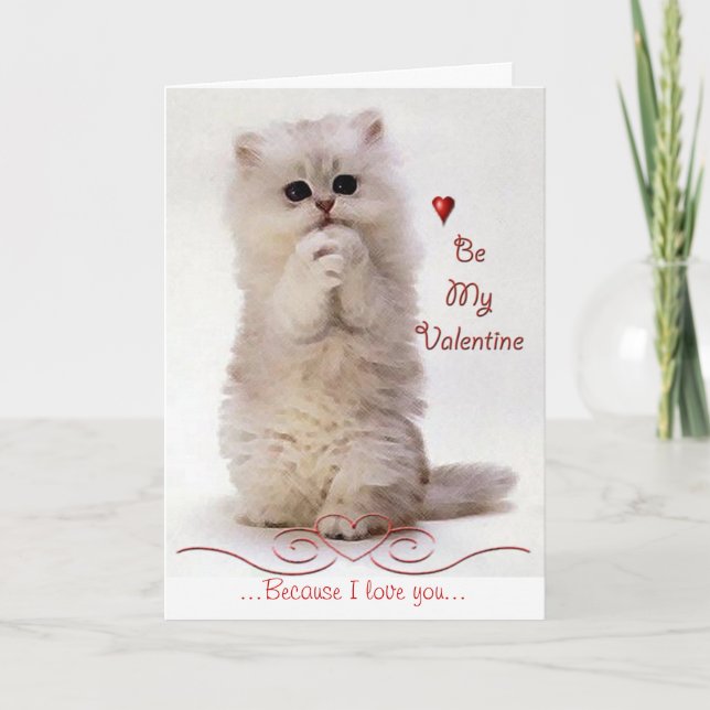 Kitty Valentine Grußkarte Feiertagskarte (Vorderseite)