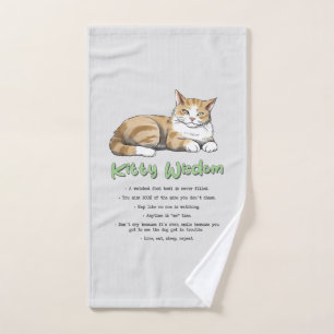 Kitty Wisdom - Funny Cat Rules with a Brown Cat Badhandtuch Set