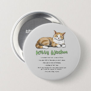 Kitty Wisdom - Funny Cat Rules with a Brown Cat Button