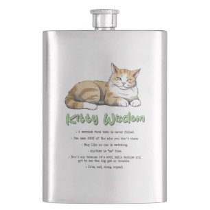 Kitty Wisdom - Funny Cat Rules with a Brown Cat Flachmann
