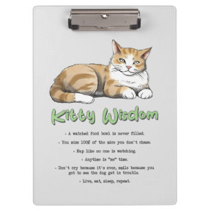 Kitty Wisdom - Funny Cat Rules with a Brown Cat Klemmbrett