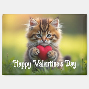 Kitty with Heart Valentine Magnet