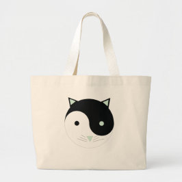 Kitty Yin Yang mit Minze Green , Black und White Jumbo Stoffbeutel