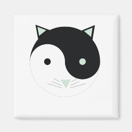 Kitty Yin Yang mit Minze Green , Black und White Magnet