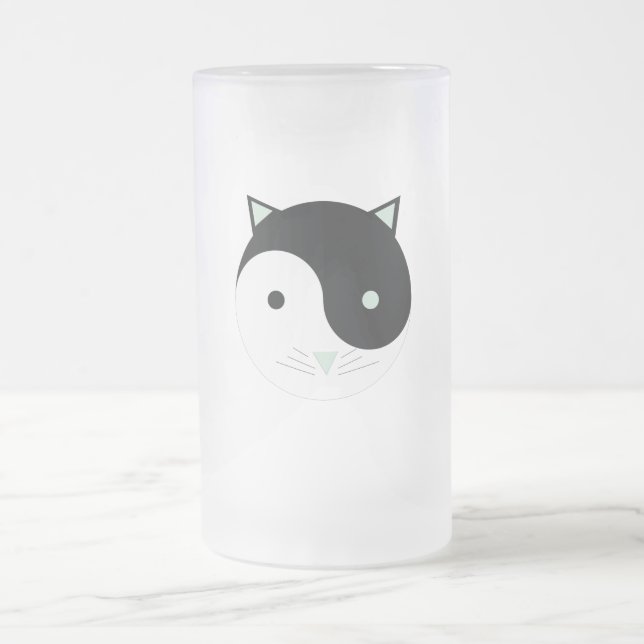 Kitty Yin Yang mit Minze Green , Black und White Mattglas Bierglas (Mittel)