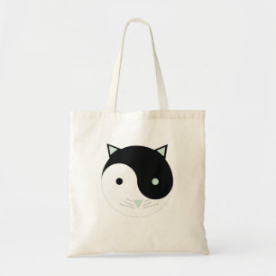 Kitty Yin Yang mit Minze Green , Black und White Tragetasche