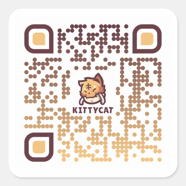 KittyCat QR Code - 20 Aufkleber Blatt 1 1/2" (weiß (Vorderseite)