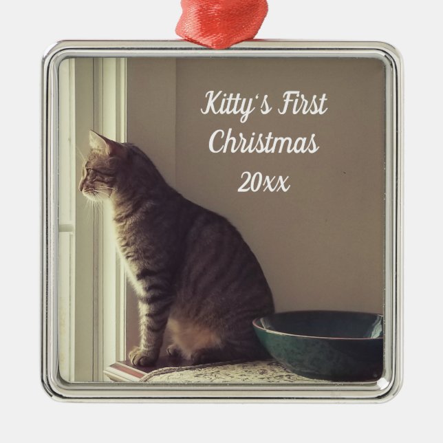 Kitty's erste Weihnachten Ornament Aus Metall (Vorne)