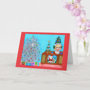 Kitty's First Christmas Tree Head Vase Santa Claus Karte