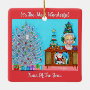 Kitty's First Christmas Tree Head Vase Santa Claus Keramikornament