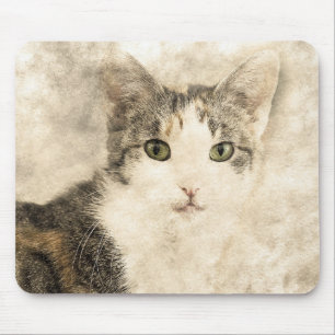 Kittys - volle Aufmerksamkeit   ABSTRAKT   Wasserf Mousepad