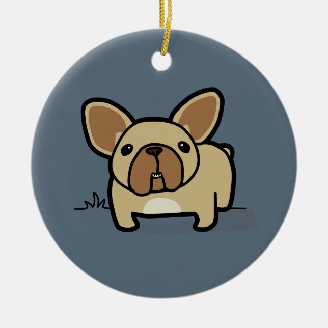 Kitz Frenchie Keramik Ornament (Vorne)