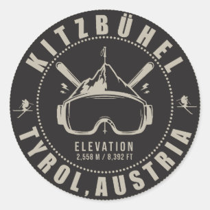 Kitzbuhel Österreich Berg Vintage Minimalistisch Runder Aufkleber