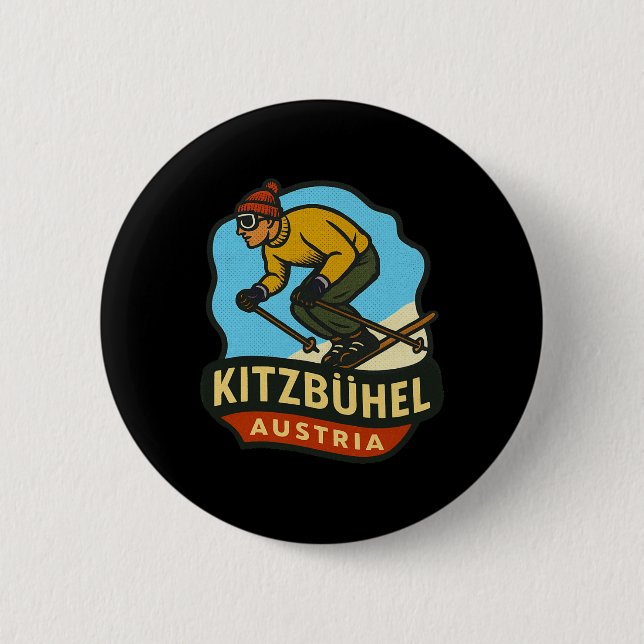 Kitzbühel Österreich Skifahren  Button (Vorderseite)
