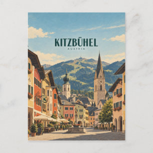 Kitzbühel Österreich Vintage-Reise Kunst Postkarte