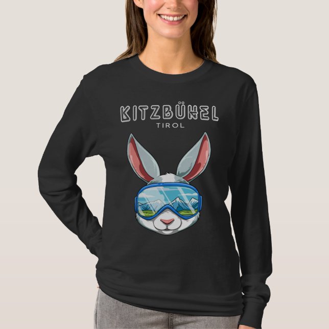 Kitzbühel Tirol Austria Retro Ski Rabbit T-Shirt (Vorderseite)