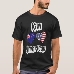 Kiwi Amerikanische Flagge Herzen Combo Neuseeland T-Shirt