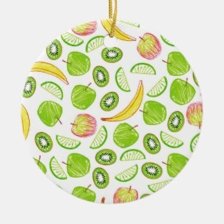 Kiwi, Apple, Limones u. Banane Keramik Ornament