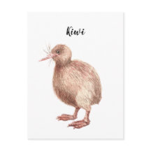 Kiwi Aquarell bemalt Vogelkarte.
