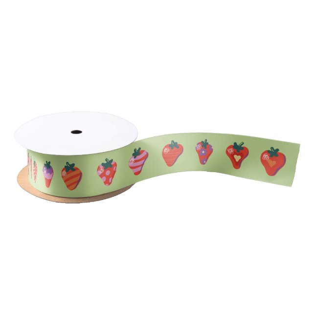 Kiwi Art Strawberry 1.5" Satin Ribbon Satinband (Spule)