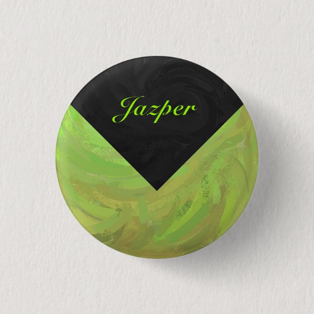 Kiwi Bash Green und Black Monogram Button (Vorderseite)