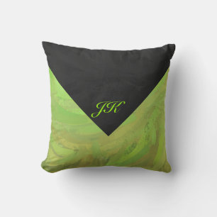 Kiwi Bash Green und Black Monogram Kissen