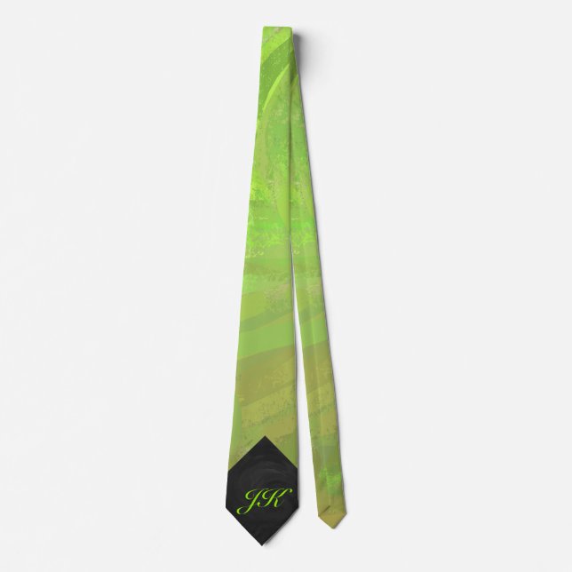 Kiwi Bash Green und Black Monogram Krawatte (Vorderseite)