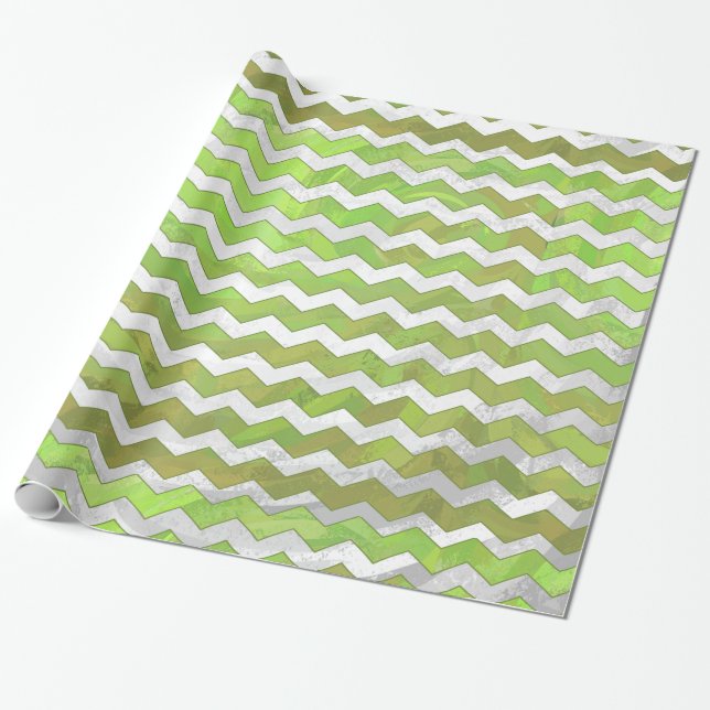 Kiwi Bash Green Zickzack Pattern Geschenkpapier (Ungerollt)