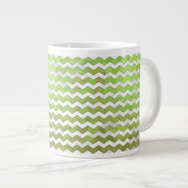 Kiwi Bash Green Zickzack Pattern Jumbo-Tasse (Vorderseite Rechts)