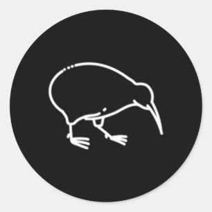 Kiwi Bird Abzeichen Patch Line Icon Neuseeland Runder Aufkleber