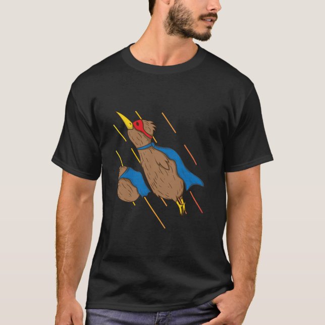 Kiwi Bird and Kiwi Fruit Fly Like Superheroes T-Shirt (Vorderseite)