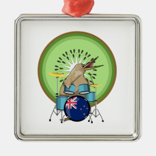 Kiwi Bird Drummer Ornament Aus Metall
