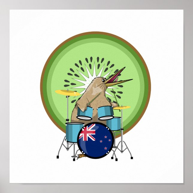 Kiwi Bird Drummer Poster (Vorne)