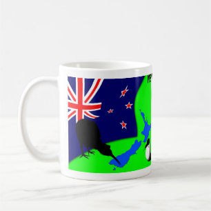 Kiwi Bird, Egg & New Zealand Karte (gezeichnet) Kaffeetasse