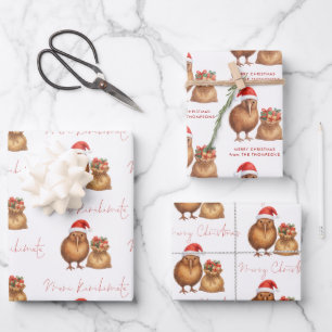 Kiwi Bird Meri Kirihimete Name Frohe Weihnachten Geschenkpapier Set