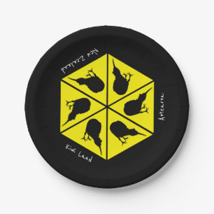 Kiwi Bird & Neuseeland/ Aotearoa Islands (Pizza) Pappteller