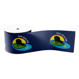 Kiwi Bird & New Zealand Wrapping / blau Ripsband